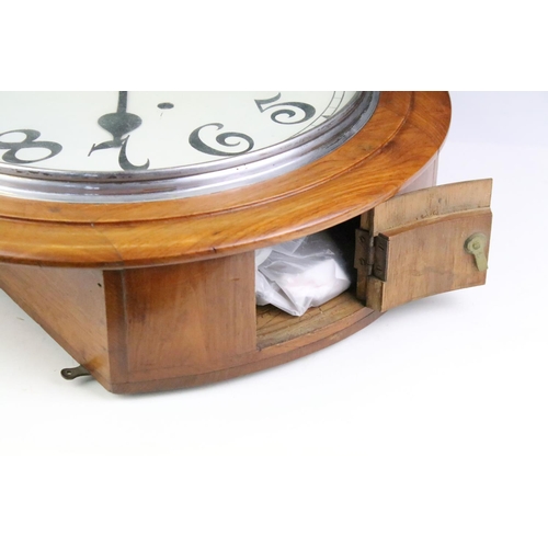 188 - Anglo Swiss Watch Co Admiral station style wall clock having a walnut case with white dial and arabi... 