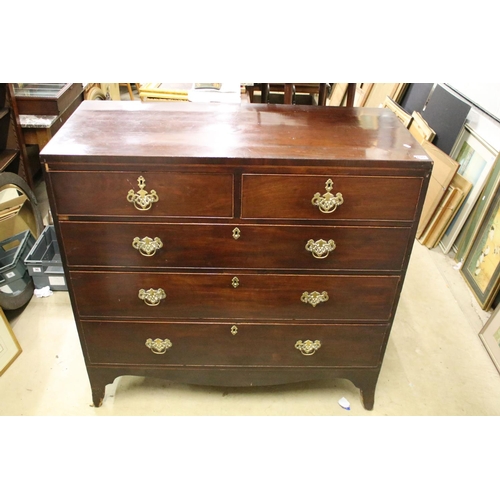 700 - 19th Century Victorian mahogany chest of drawers having two over three drawers each with brass swing... 