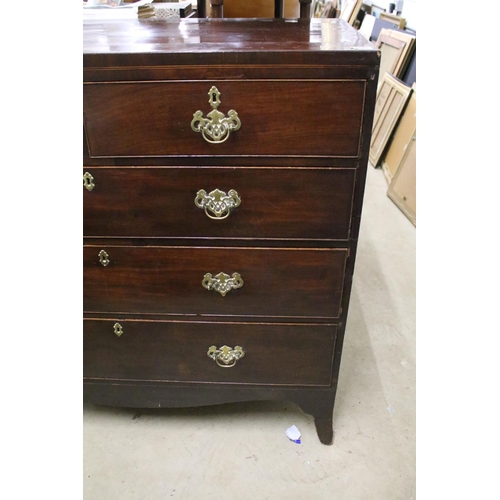 700 - 19th Century Victorian mahogany chest of drawers having two over three drawers each with brass swing... 