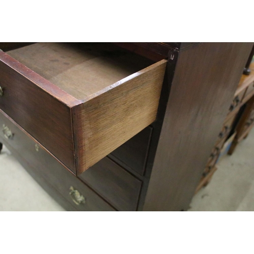 700 - 19th Century Victorian mahogany chest of drawers having two over three drawers each with brass swing... 