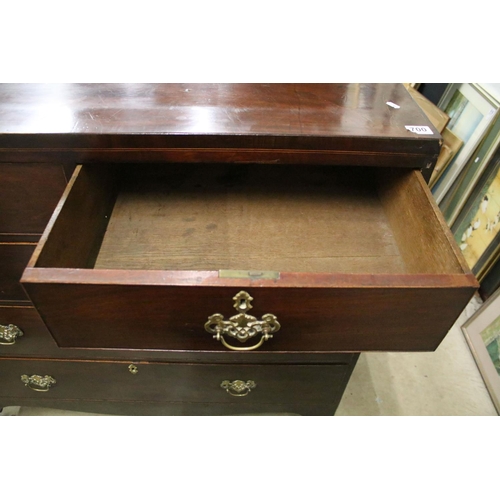 700 - 19th Century Victorian mahogany chest of drawers having two over three drawers each with brass swing... 