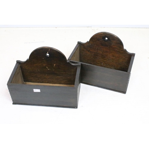 703 - Welsh oak pair of wall hanging boxes