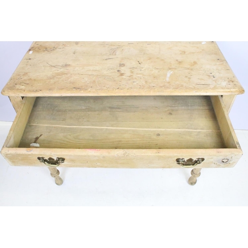 708 - 19th Century Victorian pine side table having rectangular top above single drawer with twin handles ... 