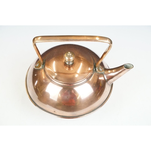 175 - In the manner of Christopher Dresser, Arts and Crafts Copper Kettle by Benham & Froud, stamped to ba... 