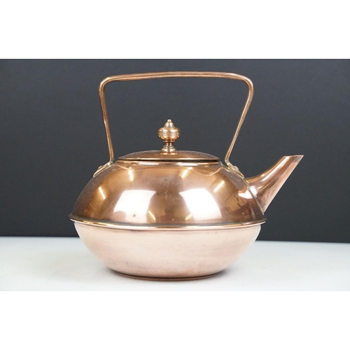 175 - In the manner of Christopher Dresser, Arts and Crafts Copper Kettle by Benham & Froud, stamped to ba... 