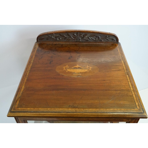 706 - Early 29th Century Edwardian inlaid mahogany display cabinet having a mirror back with glazed panels... 