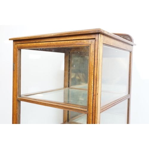 706 - Early 29th Century Edwardian inlaid mahogany display cabinet having a mirror back with glazed panels... 