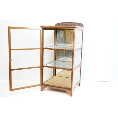 706 - Early 29th Century Edwardian inlaid mahogany display cabinet having a mirror back with glazed panels... 