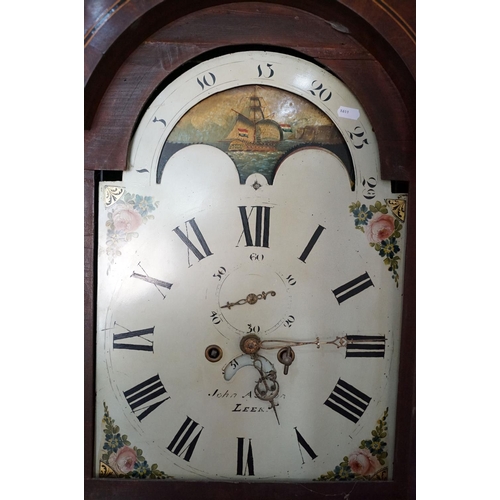 693 - 19th Century mahogany longcase grandfather clock by John Ashton of Leek having a broken swan neck pe... 