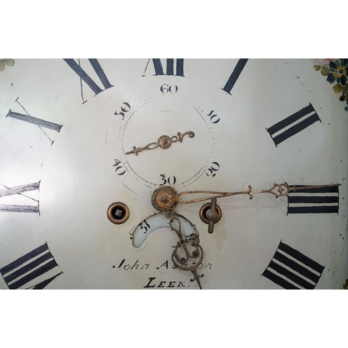 693 - 19th Century mahogany longcase grandfather clock by John Ashton of Leek having a broken swan neck pe... 