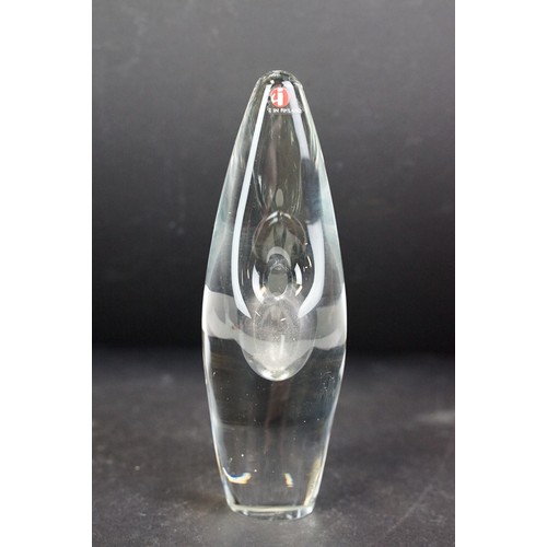 81A - Timo Sarpaneva (1926-2006) for Littala, a clear glass vase with central well, signed to base, height... 