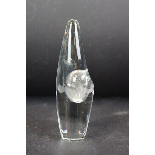 81A - Timo Sarpaneva (1926-2006) for Littala, a clear glass vase with central well, signed to base, height... 