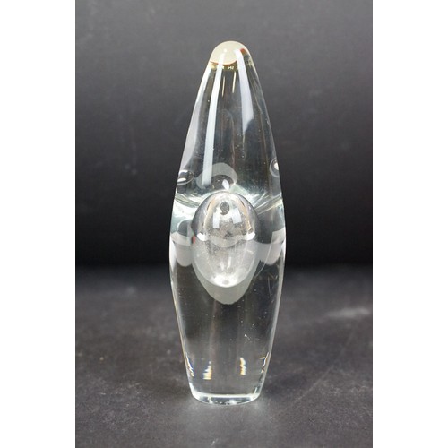 81A - Timo Sarpaneva (1926-2006) for Littala, a clear glass vase with central well, signed to base, height... 