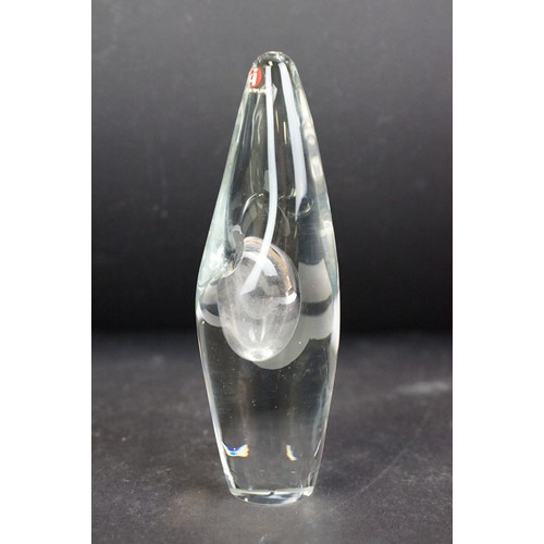 81A - Timo Sarpaneva (1926-2006) for Littala, a clear glass vase with central well, signed to base, height... 