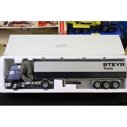 1190 - 19 Boxed construction and haulage related diecast models to include Supermini Scania T112 Betoneira,... 