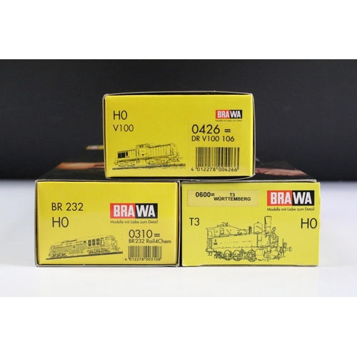 100 - Three boxed Brawa Exclusive Edition HO gauge locomotives to include 0310 BR 232, 0426 DR V100 106 V1... 