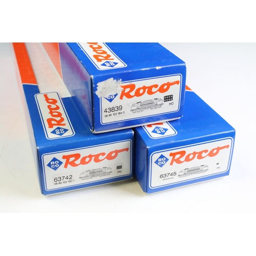 104 - Three boxed Roco HO gauge locomotives to include 43839 DB BR 103 164-0, 63745 DB E03 002 and 63742 D... 