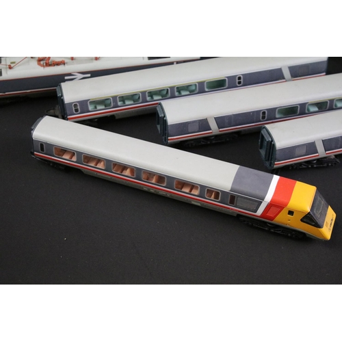 126 - Group of Hornby DMU sets and Railcars to include 7 x Eurostar items (some missing parts), InterCity ... 