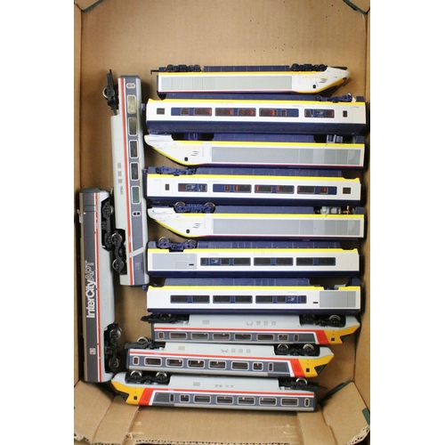 126 - Group of Hornby DMU sets and Railcars to include 7 x Eurostar items (some missing parts), InterCity ... 