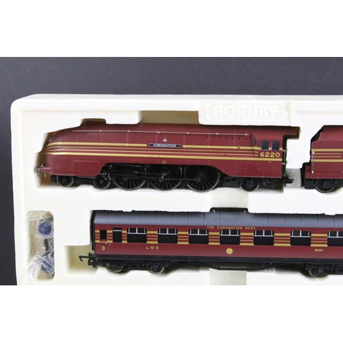 164 - Boxed Hornby OO gauge R2199M The Coronation Scot Train Pack, complete