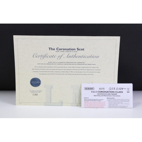 164 - Boxed Hornby OO gauge R2199M The Coronation Scot Train Pack, complete