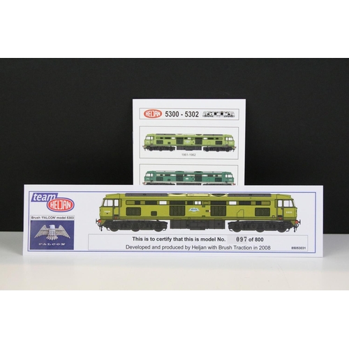 35 - Two boxed Heljan OO gauge locomotives to include 53031 D0280 Falcon lime green and 5204 D1000 Enterp... 
