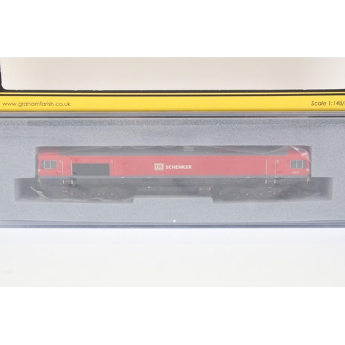 58 - Three cased Graham Farish by Bachmann N gauge locomotives to include 371-278 Class 56 Locomotive 550... 