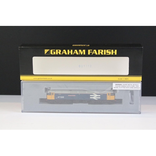 59 - Three cased Graham Farish by Bachmann N gauge locomotives to include 372-240 Class 47 Diesel 47535 U... 