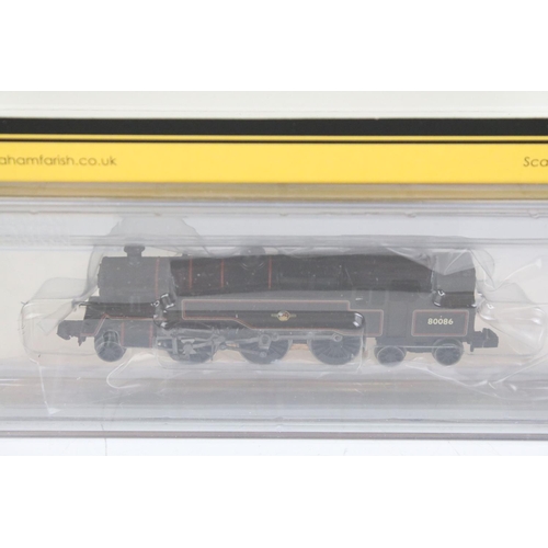 66 - Four cased Graham Farish by Bachmann N gauge locomotives to include 371-981A Class 61XX Prairie Tank... 