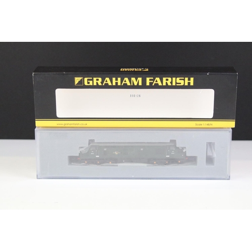 72 - Three cased Graham Farish by Bachmann N gauge locomotives to include 371-017 Class 08 Diesel Shunter... 