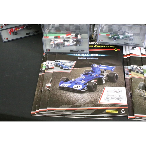 1065 - 35 Cased Panini F1 Formula 1 Car Collection diecast models along with 17 x corresponding magazines, ... 