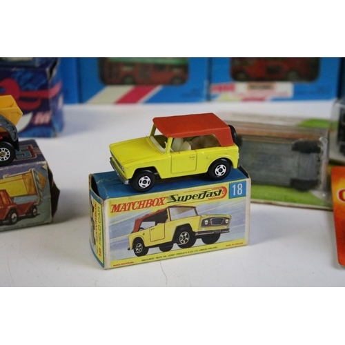 1080 - 21 Boxed and carded Matchbox models to include Matchbox Superfast 18 Field Car, 37 Skip Truck, Match... 