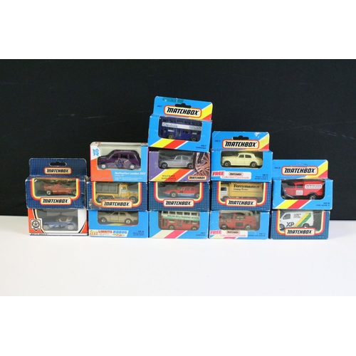 1080 - 21 Boxed and carded Matchbox models to include Matchbox Superfast 18 Field Car, 37 Skip Truck, Match... 