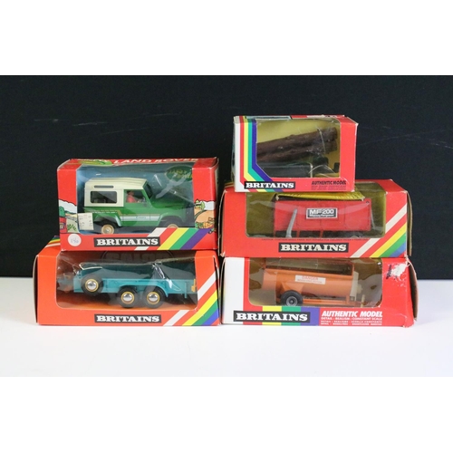 1083 - Eight boxed Britains 1/32 scale farming diecast models to include 6512 Farm Land Rover, 9412 Log Sle... 