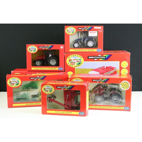 1086 - Eight boxed Britains 1/32 scale Authentic Farm diecast models to include 00054 Massey Ferguson 7200 ... 