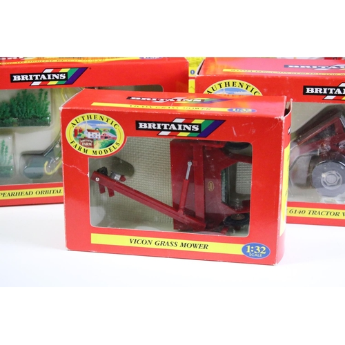 1086 - Eight boxed Britains 1/32 scale Authentic Farm diecast models to include 00054 Massey Ferguson 7200 ... 