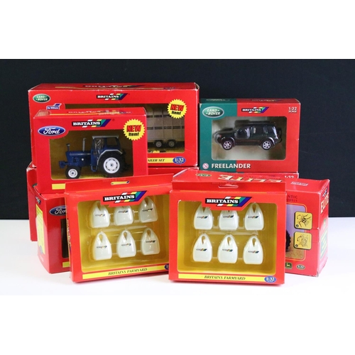 1087 - Nine boxed Britains 1/32 scale farming diecast models to include 4060 Land Rover Freelander, 40547 L... 