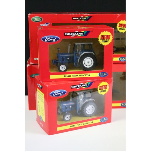 1087 - Nine boxed Britains 1/32 scale farming diecast models to include 4060 Land Rover Freelander, 40547 L... 