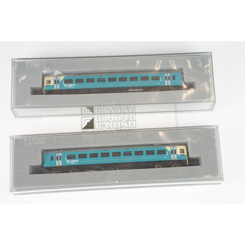 13 - Two cased Graham Farish by Bachmann N gauge DMU sets to include 371-553 158 2 Car DMU Wessex Train A... 