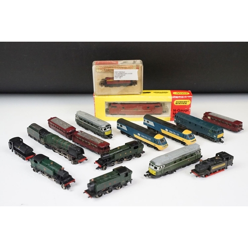 173 - 14 N gauge locomotives to include cased  Fleischmann Piccolo 7218, boxed Hornby Minitrix 206 Benbow,... 