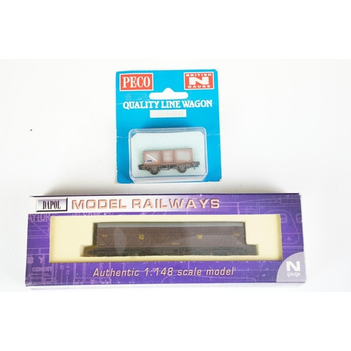 174 - 30 Boxed / cased N gauge items of rolling stock to include 9 x Dapol, 19 x Peco, 5 x Minitrix and 7 ... 