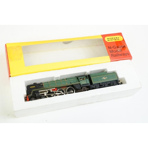 183 - Five boxed / cased N gauge locomotives to include 2 x Hornby Minitrix (No 202 & No 203), Peco Jubile... 