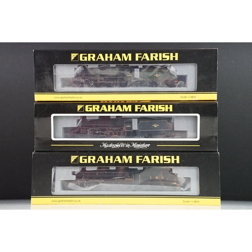 3 - Three cased Graham Farish by Bachmann N gauge locomotives to include 372-478 Jubilee Class 45698 Mar... 