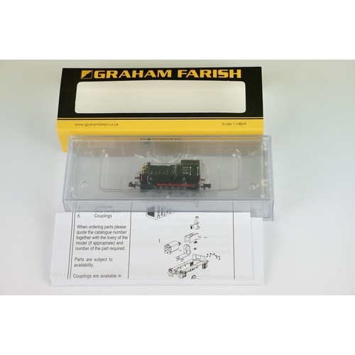 30 - Four cased Graham Farish by Bachmann N gauge locomotives to include 371-061 Class 03 Diesel Shunter ... 