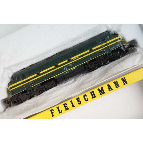 98 - Three boxed Fleischmann HO gauge locomotives to include 4270, DB 221 010-O & 2 Car DMU Railbus (box ... 