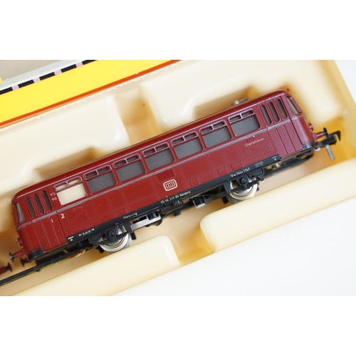 98 - Three boxed Fleischmann HO gauge locomotives to include 4270, DB 221 010-O & 2 Car DMU Railbus (box ... 