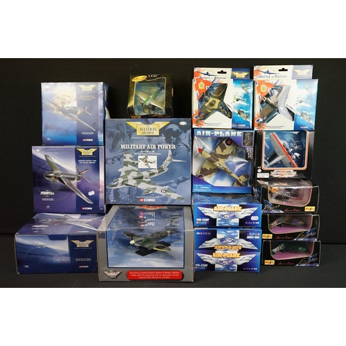 1169 - 16 Boxed diecast model aircraft to include 6 x Corgi 1/72 Aviation Archive (49001, 49004, AA32002, 4... 