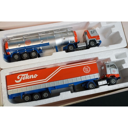 1177 - Four boxed Tekno haulage diecast models to include Scania LS110 451-452 Tekno Transport, Scania Tank... 