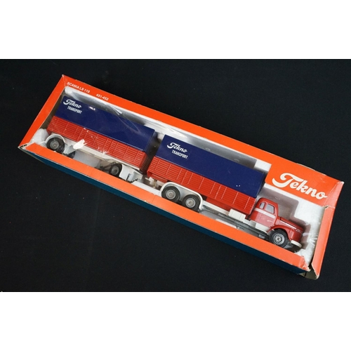 1177 - Four boxed Tekno haulage diecast models to include Scania LS110 451-452 Tekno Transport, Scania Tank... 