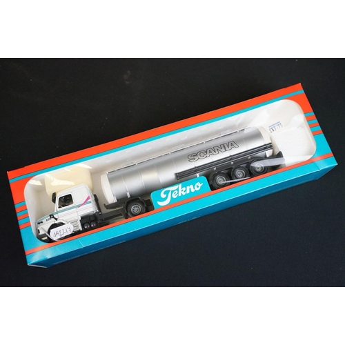 1177 - Four boxed Tekno haulage diecast models to include Scania LS110 451-452 Tekno Transport, Scania Tank... 